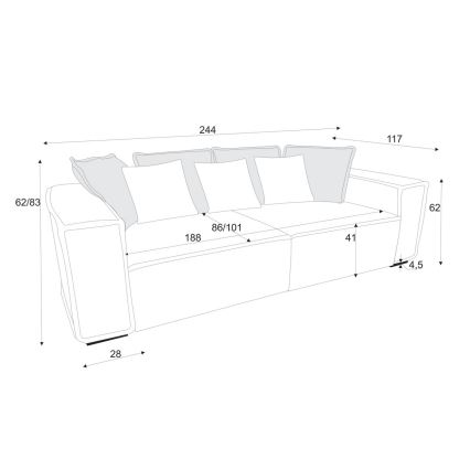 Sofa BOLZANO i gul/brun