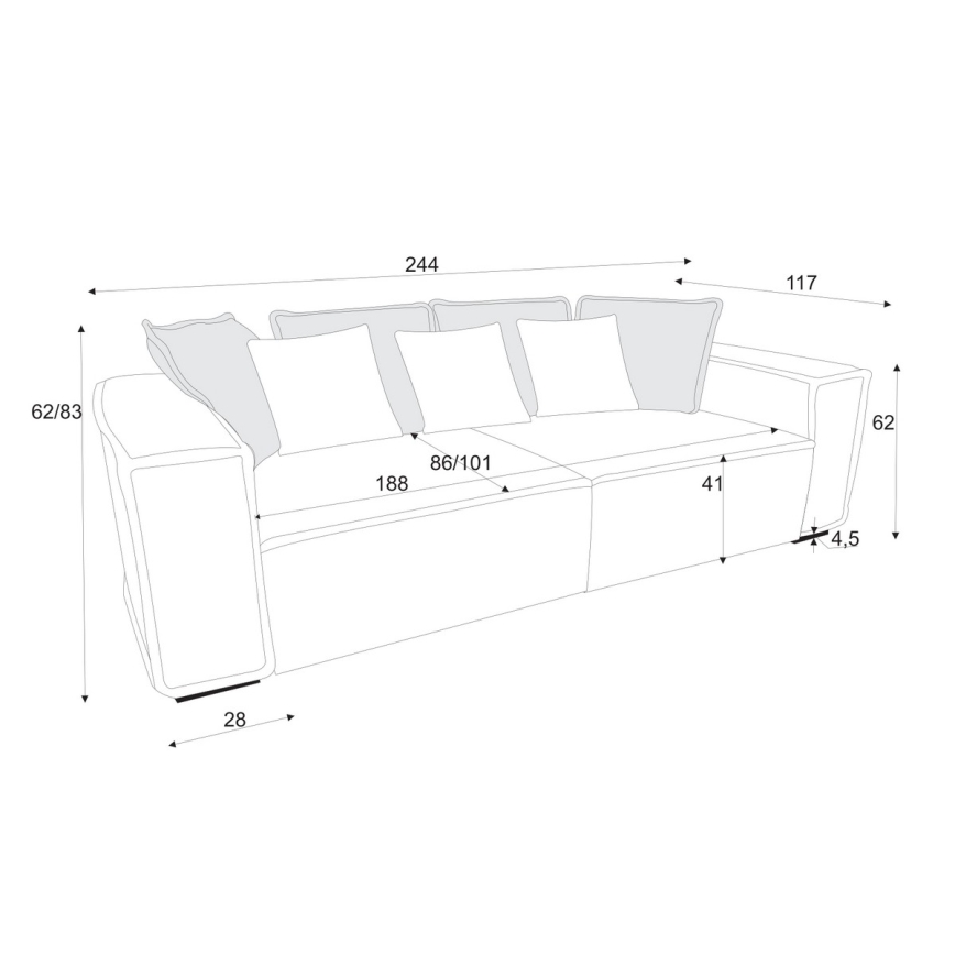 Sofa BOLZANO i gul/brun