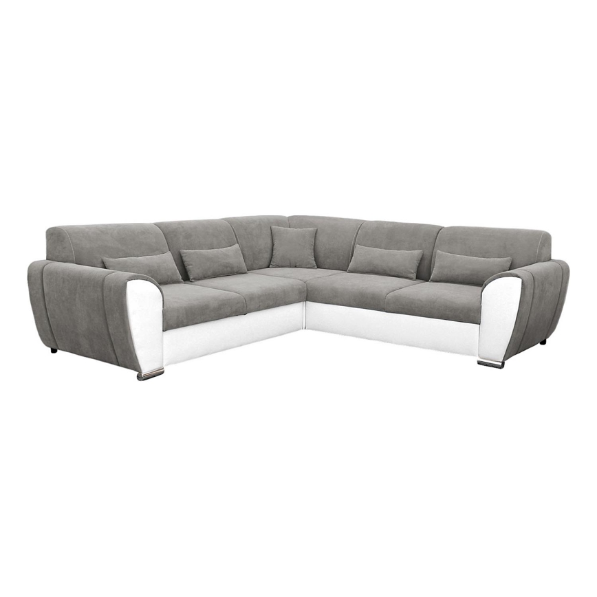 Sofa na razvlačenje u obliku slova L VISEU desna siva/bijela