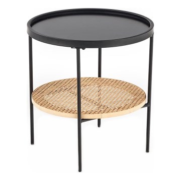 Sofabord 45x45 cm sort/Rattan