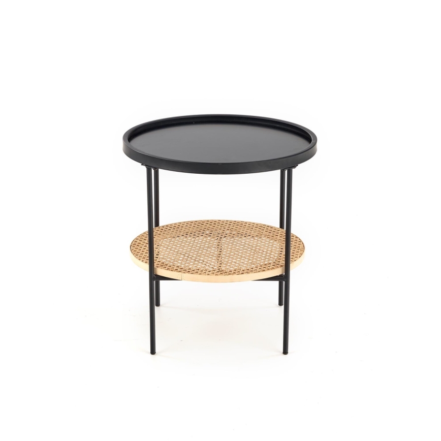 Sofabord 45x45 cm sort/Rattan