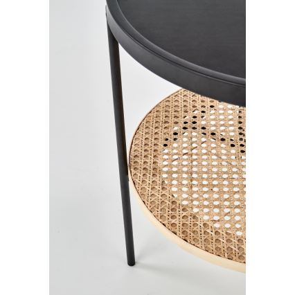 Sofabord 45x45 cm sort/Rattan