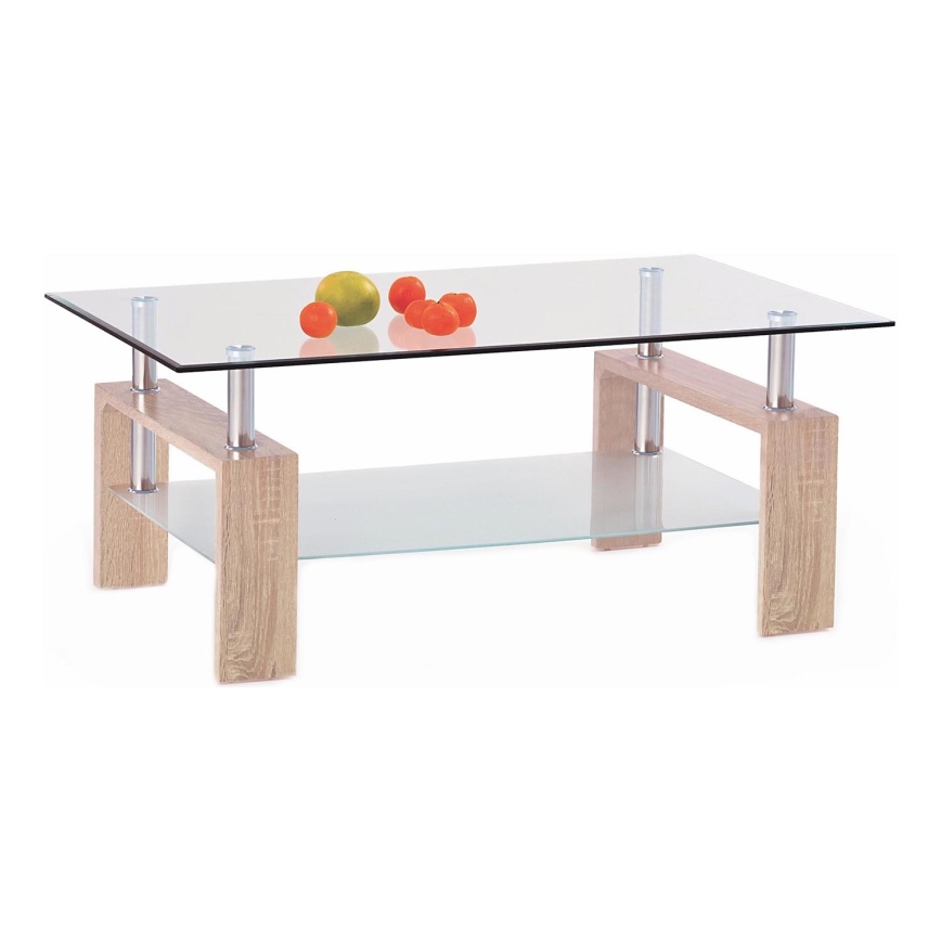 Sofabord 55x110 cm transparent/eg sonoma
