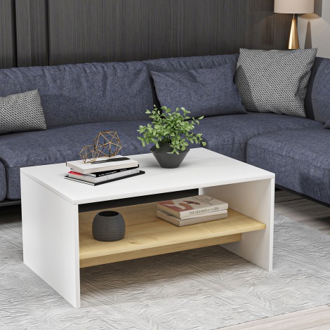 Sofabord APOLLON 47x90 cm beige/hvid