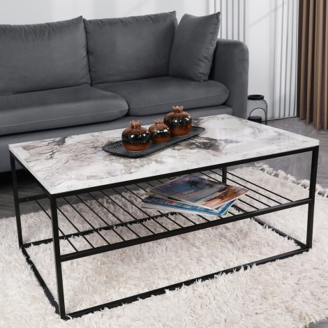 Sofabord ASUDE 43x95 cm sort/hvid
