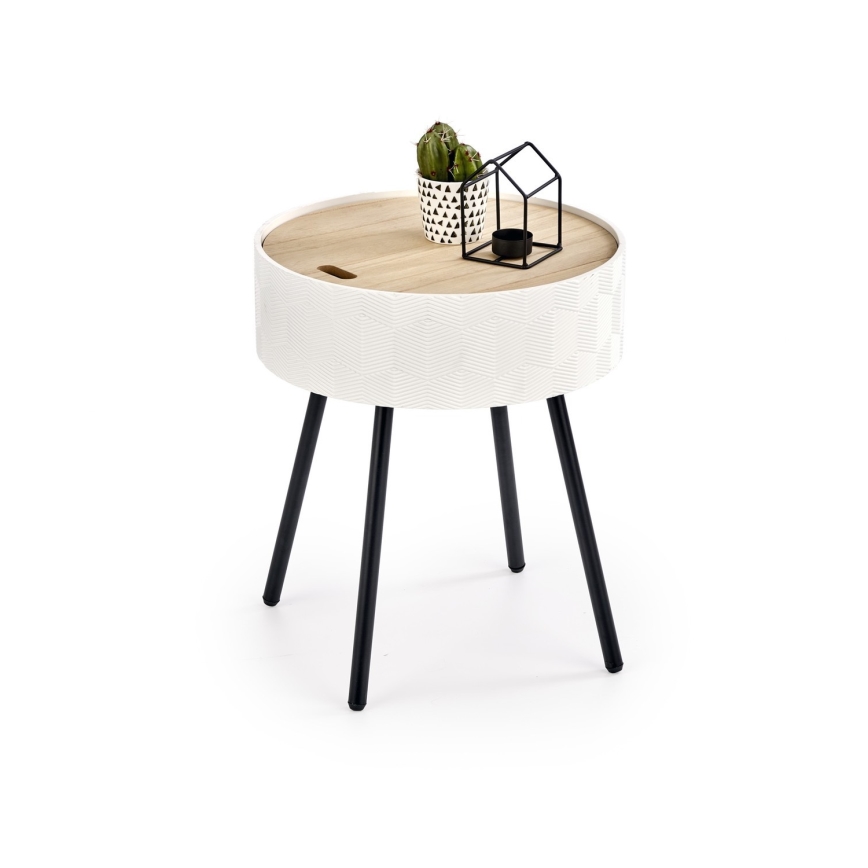 Sofabord AURA 45x38 cm hvid/sort/beige