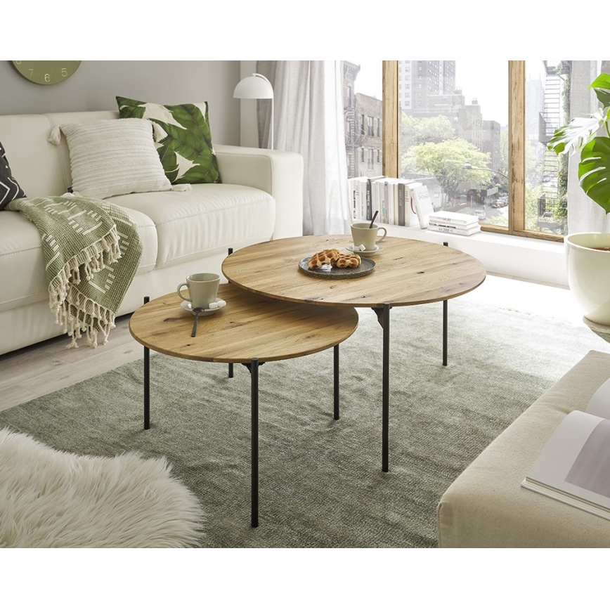 Sofabord AURA Ø 55 cm, eg/antracit