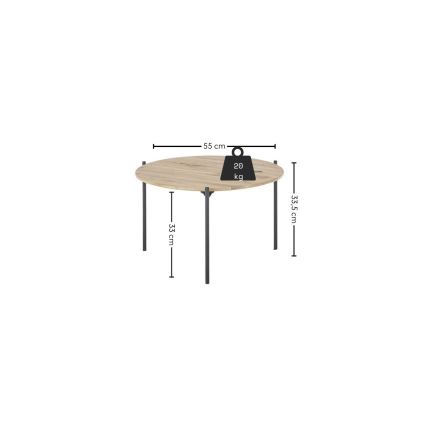 Sofabord AURA Ø 55 cm, eg/antracit