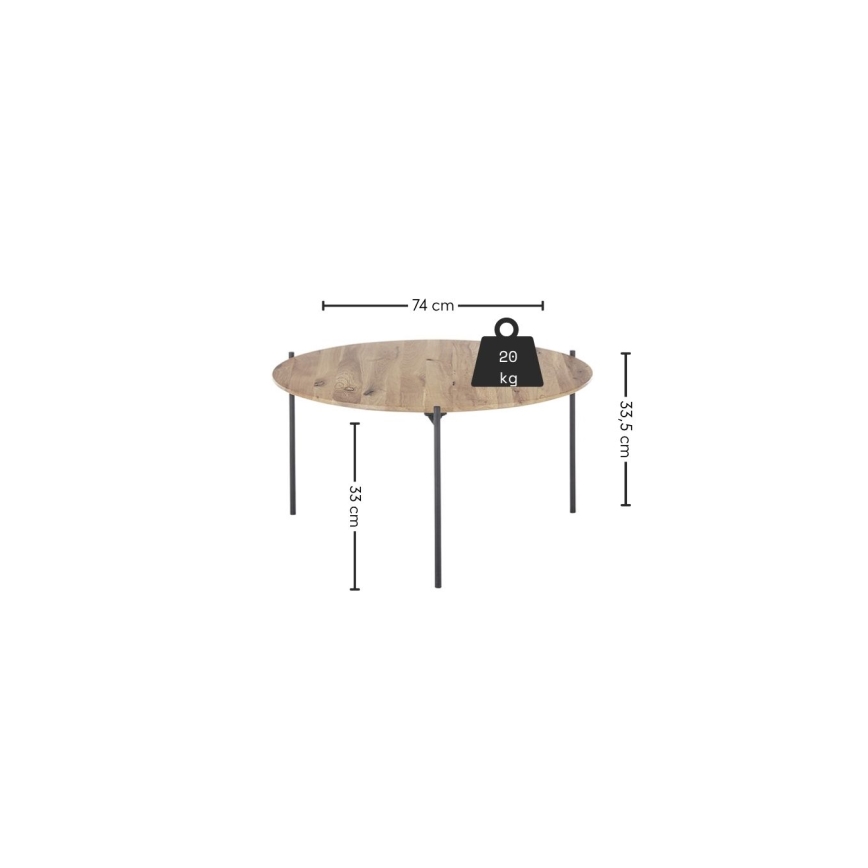 Sofabord AURA Ø 74 cm eg/antracit