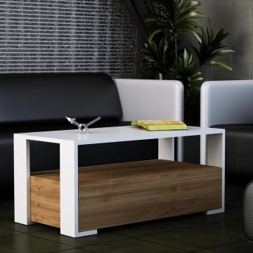 Sofabord BALINA 40x90 cm hvid/brun