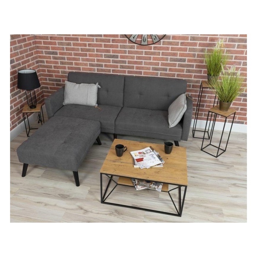 Sofabord BASICLOFT 40x80 cm sort/brun
