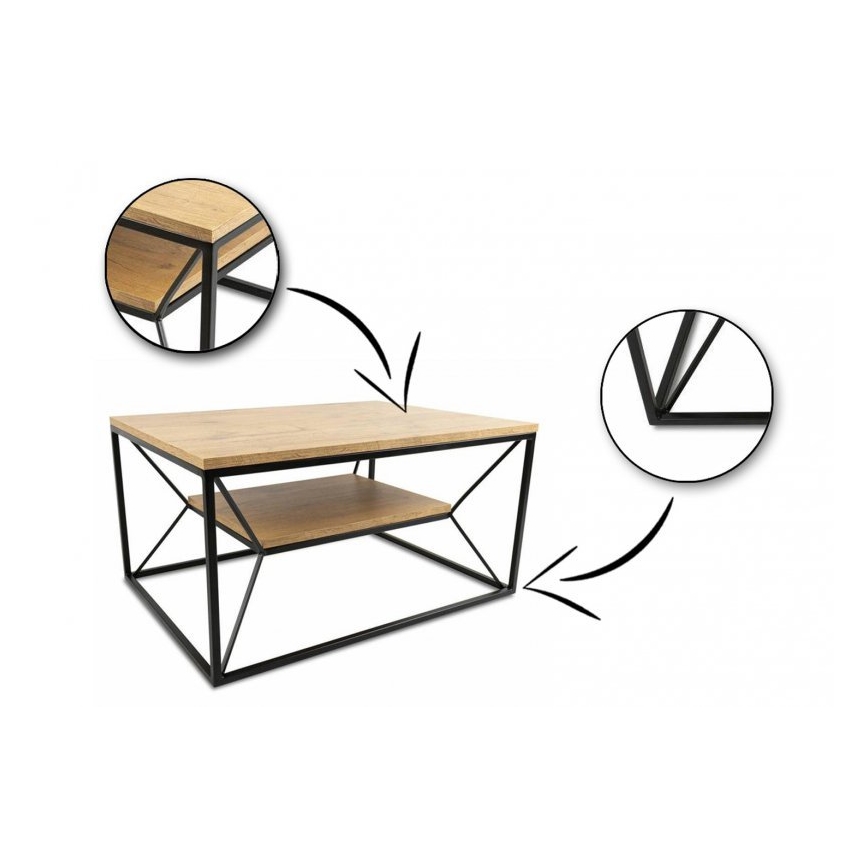 Sofabord BASICLOFT 40x80 cm sort/brun