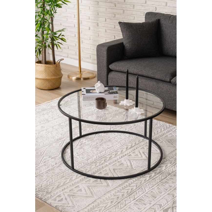 Sofabord BERLIN 45x80 cm sort/transparent