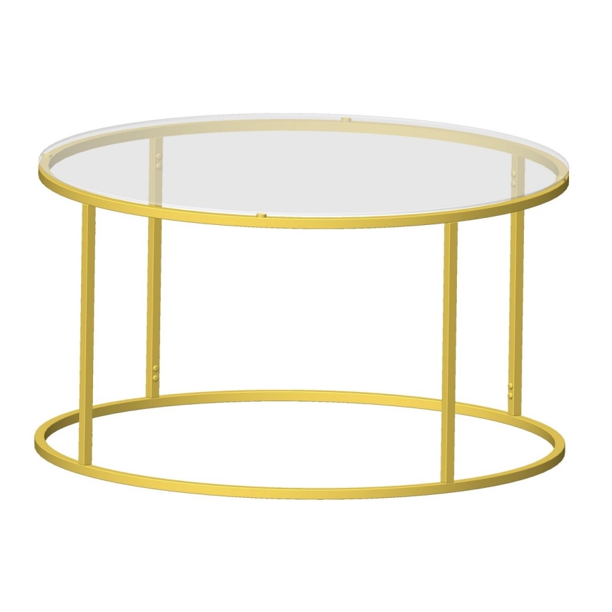 Sofabord BERLIN 80x45 cm guldfarvet/transparent