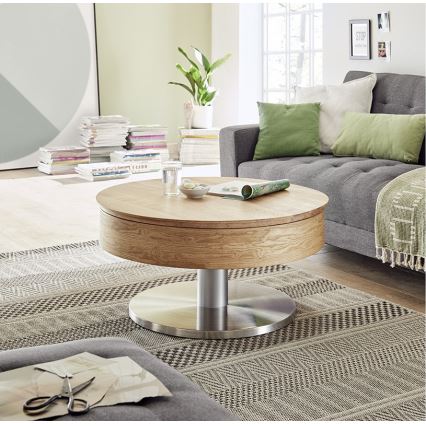 Sofabord BLOCK Ø 79 cm eg/sølv