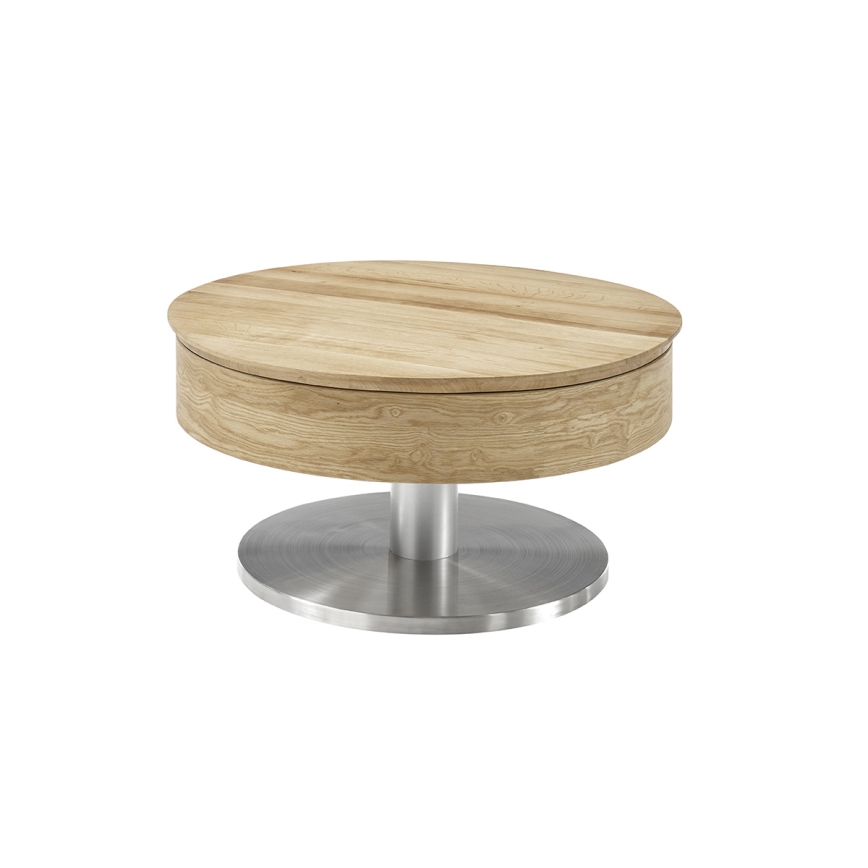 Sofabord BLOCK Ø 79 cm eg/sølv