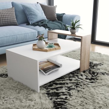 Sofabord BODRUM 50x90 cm hvid/brun