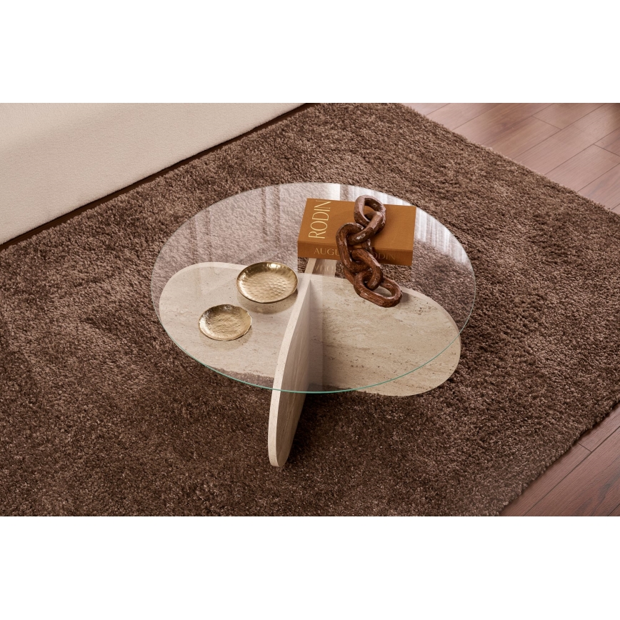 Sofabord BUBBLE Ø 75 cm beige/transparent