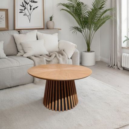 Sofabord CARINA Ø 75 cm, egetræ/sort