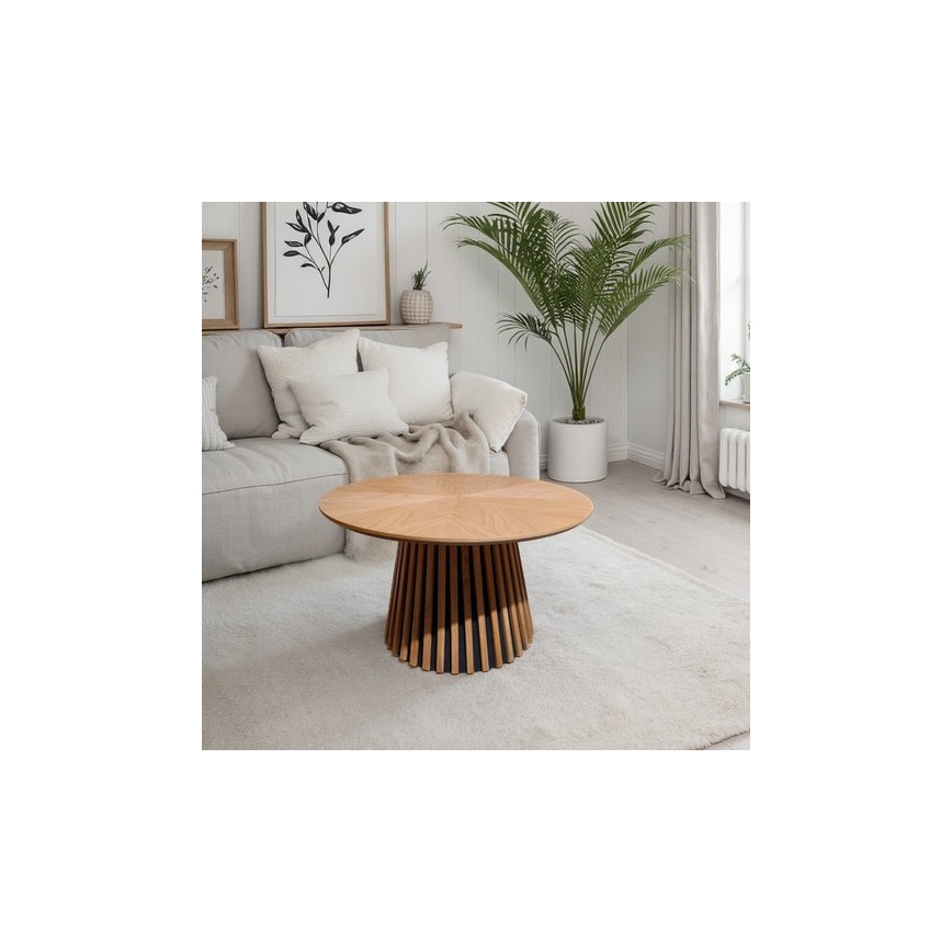 Sofabord CARINA Ø 75 cm, egetræ/sort