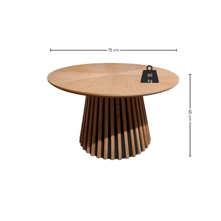 Sofabord CARINA Ø 75 cm, egetræ/sort