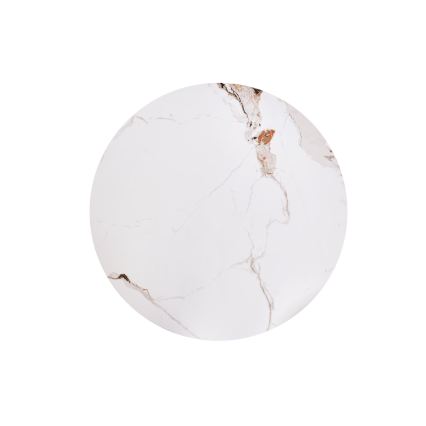Sofabord CARINA Ø 80 cm, brun/hvid med marmordekor