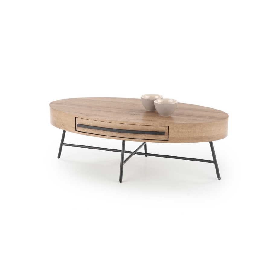 Sofabord med skuffe CAROLINA 41x120 cm gylden eg/sort