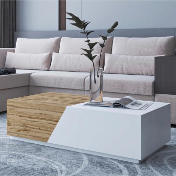 Sofabord CEELIAS 124x42 cm hvid/eg wotan