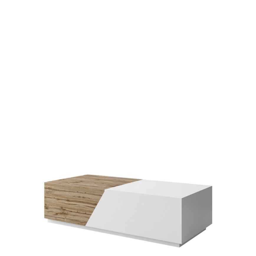 Sofabord CEELIAS 124x42 cm hvid/eg wotan