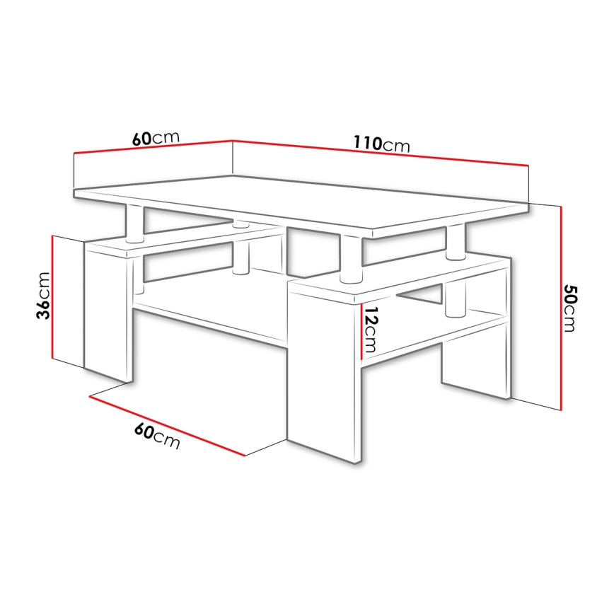 Sofabord CUBE 50x110 cm sonoma-eg