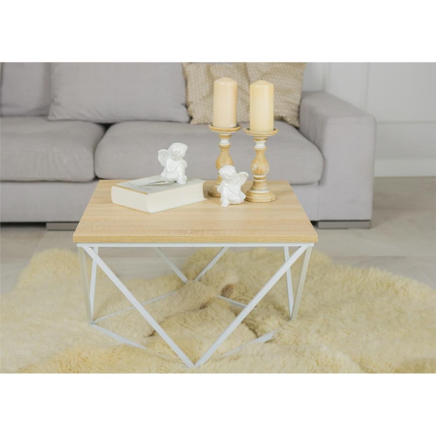 Sofabord CURVED 60x60 cm hvid/beige