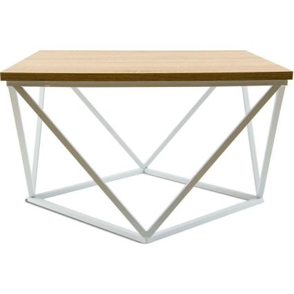Sofabord CURVED 60x60 cm hvid/beige
