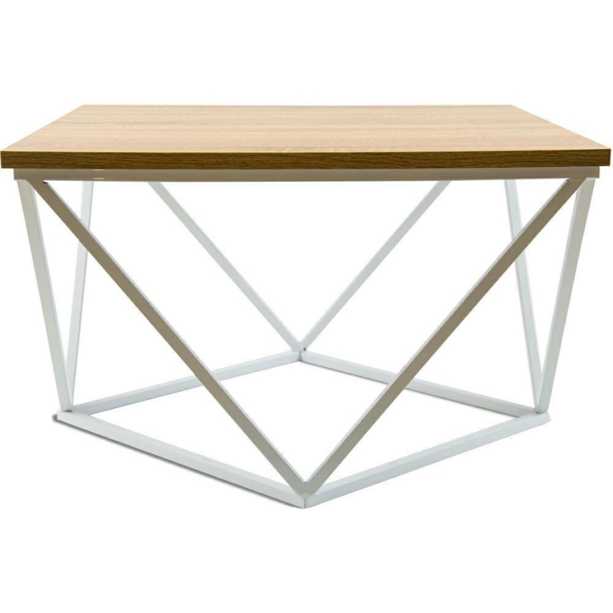 Sofabord CURVED 60x60 cm hvid/beige