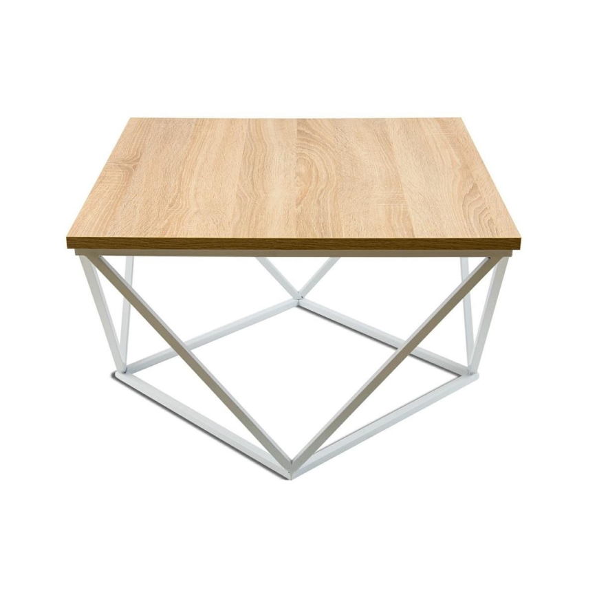 Sofabord CURVED 60x60 cm hvid/beige