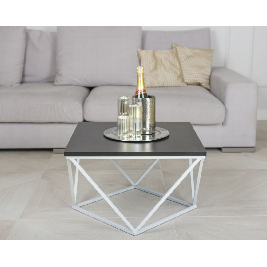 Sofabord CURVED 60x60 cm hvid/sort