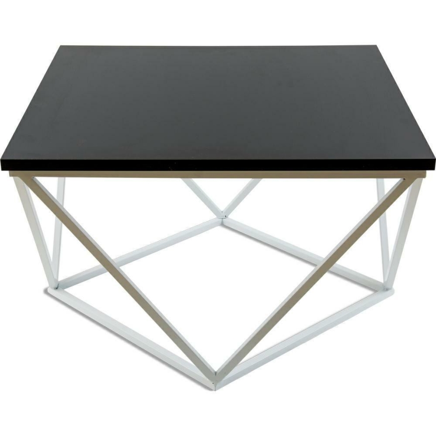 Sofabord CURVED 60x60 cm hvid/sort