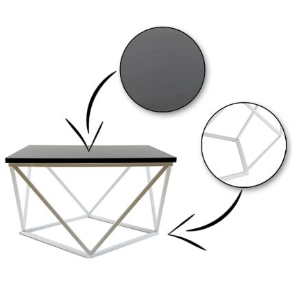 Sofabord CURVED 60x60 cm hvid/sort