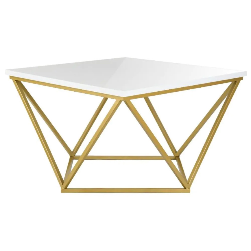 Sofabord CURVED 62x62 cm guldfarvet/hvid