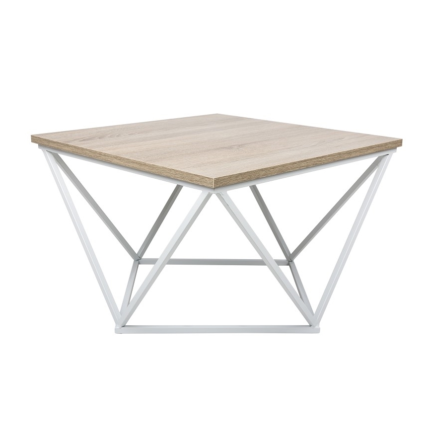 Sofabord CURVED 62x62 cm hvid/brun