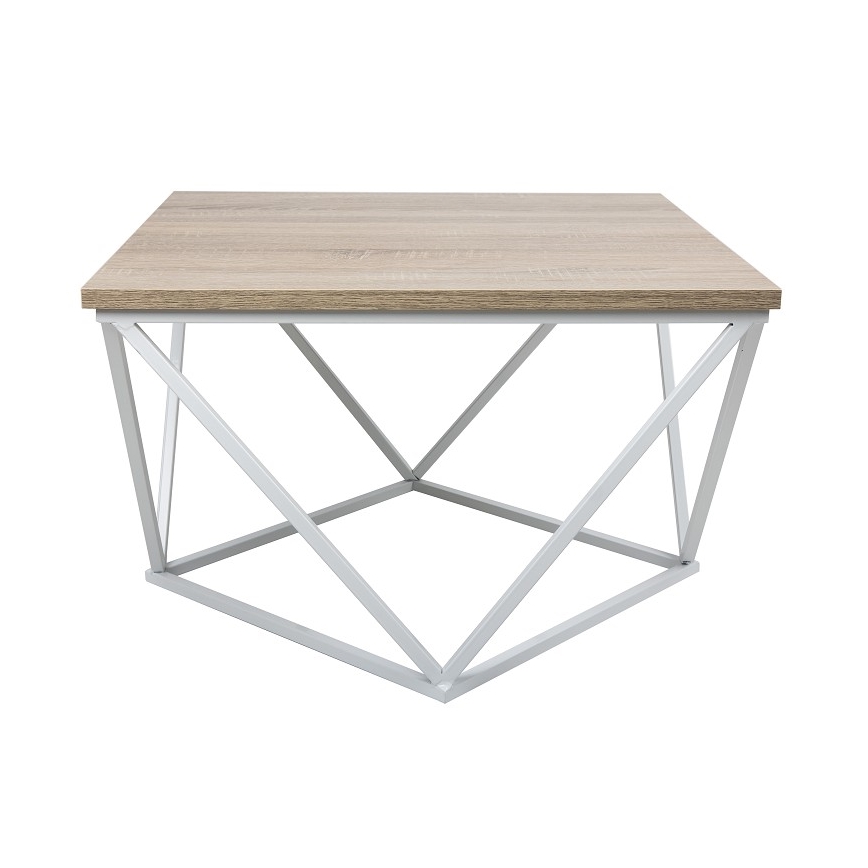 Sofabord CURVED 62x62 cm hvid/brun