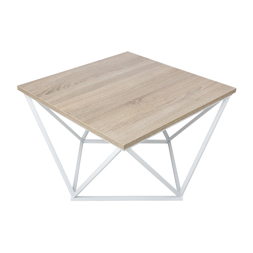 Sofabord CURVED 62x62 cm hvid/brun