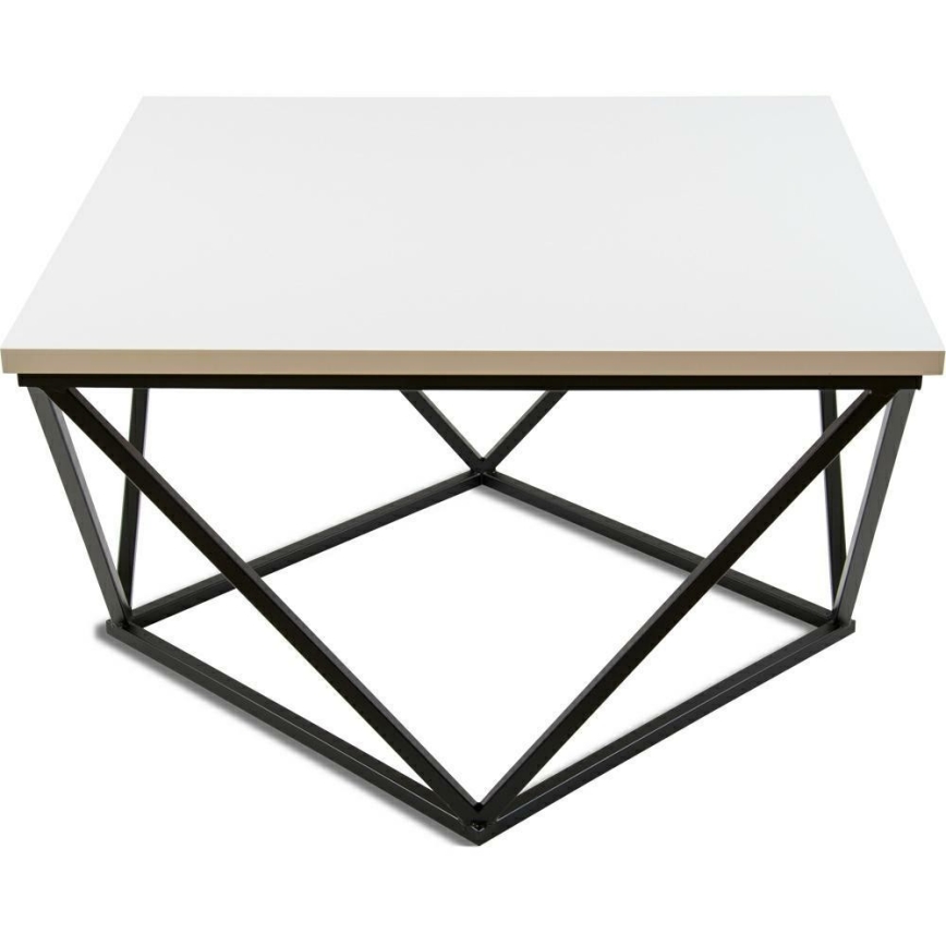 Sofabord CURVED 62x62 cm sort/hvid