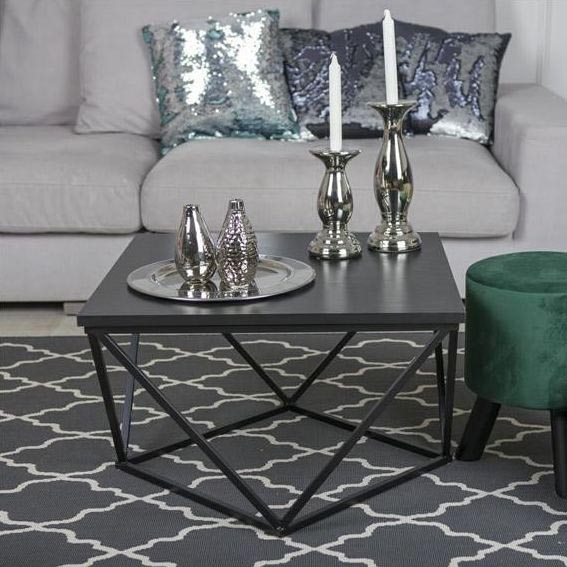 Sofabord CURVED 62x62 cm sort