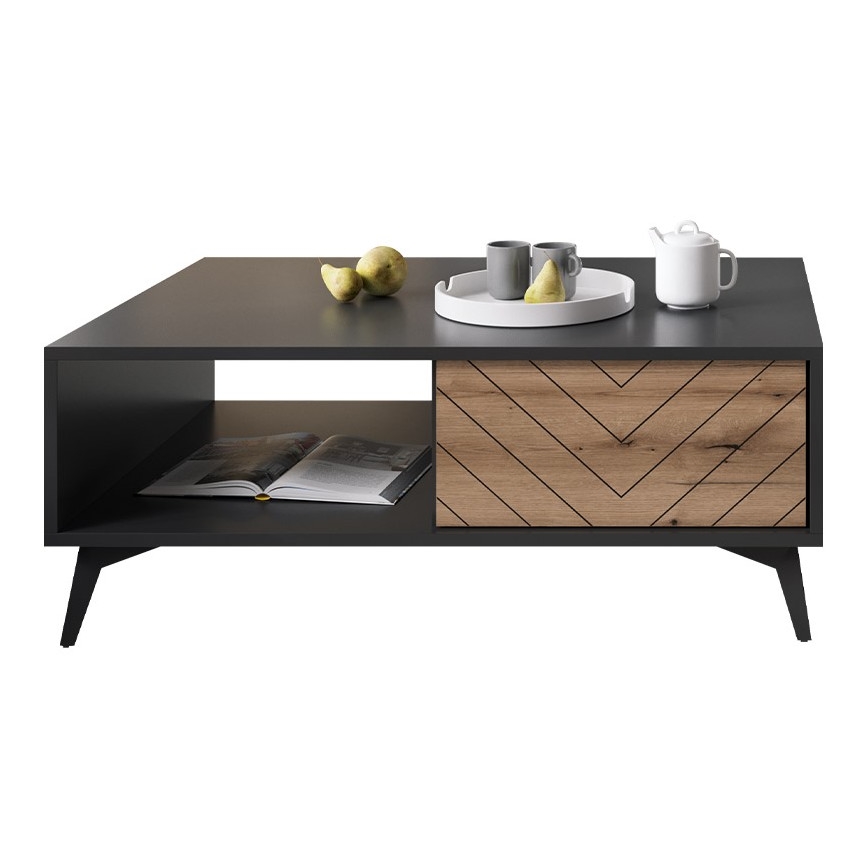 Sofabord DIAMOND 40x104 cm sort/brun