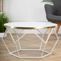 Sofabord DIAMOND 40x70 cm guldfarvet/hvid