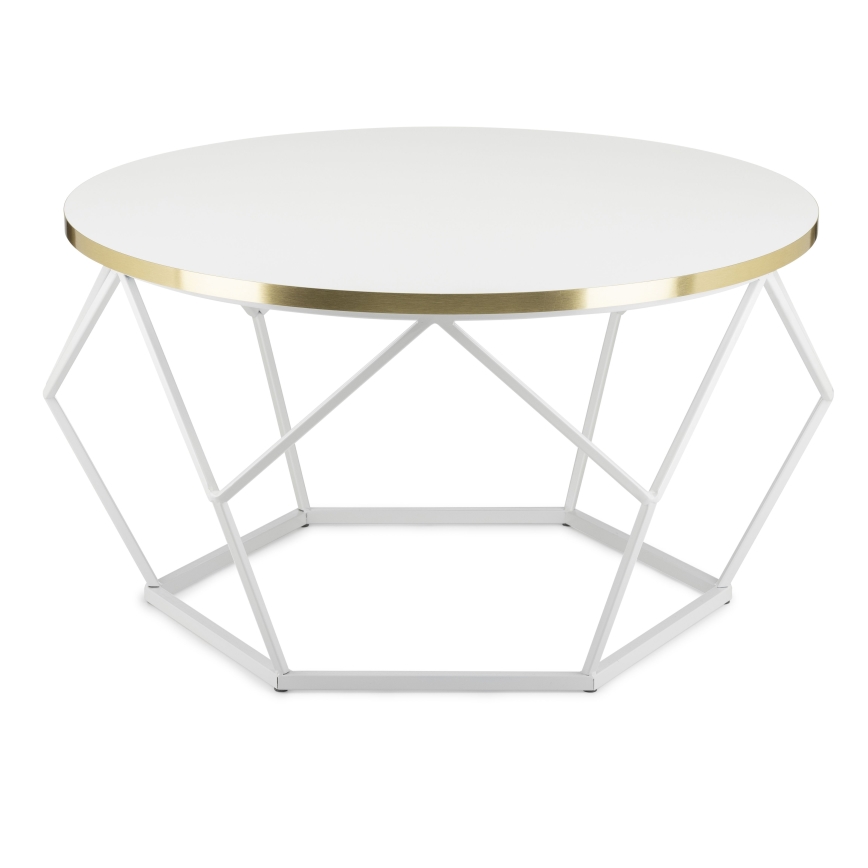 Sofabord DIAMOND 40x70 cm guldfarvet/hvid