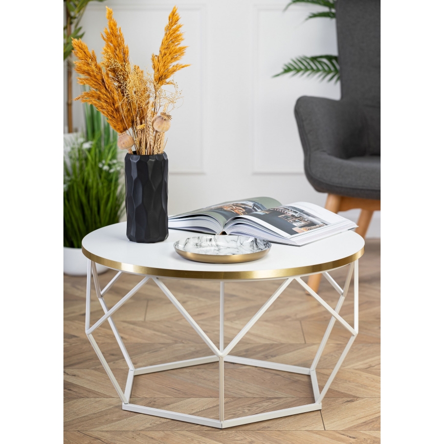 Sofabord DIAMOND 40x70 cm guldfarvet/hvid
