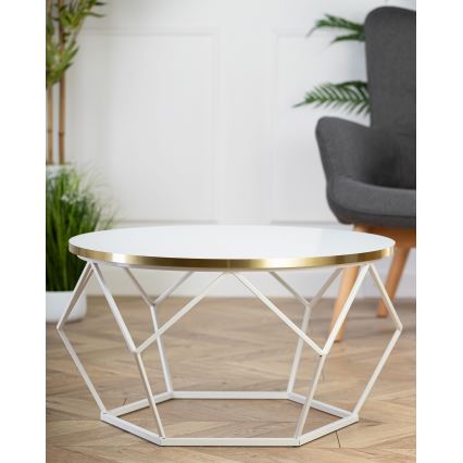 Sofabord DIAMOND 40x70 cm guldfarvet/hvid