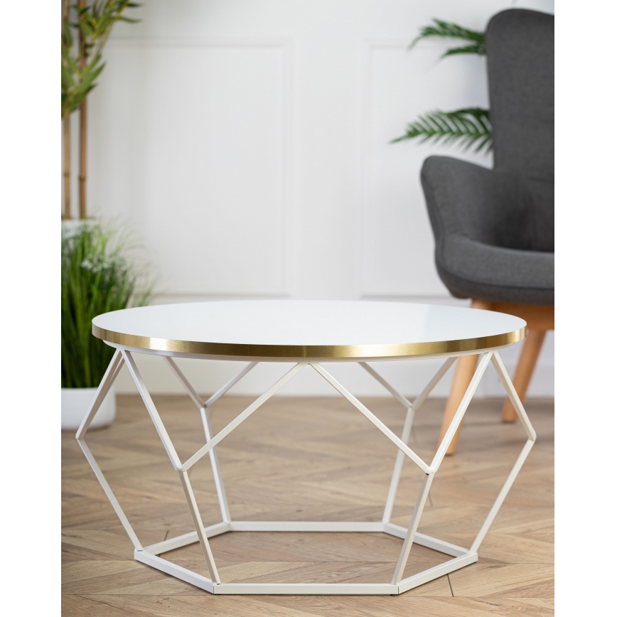 Sofabord DIAMOND 40x70 cm guldfarvet/hvid