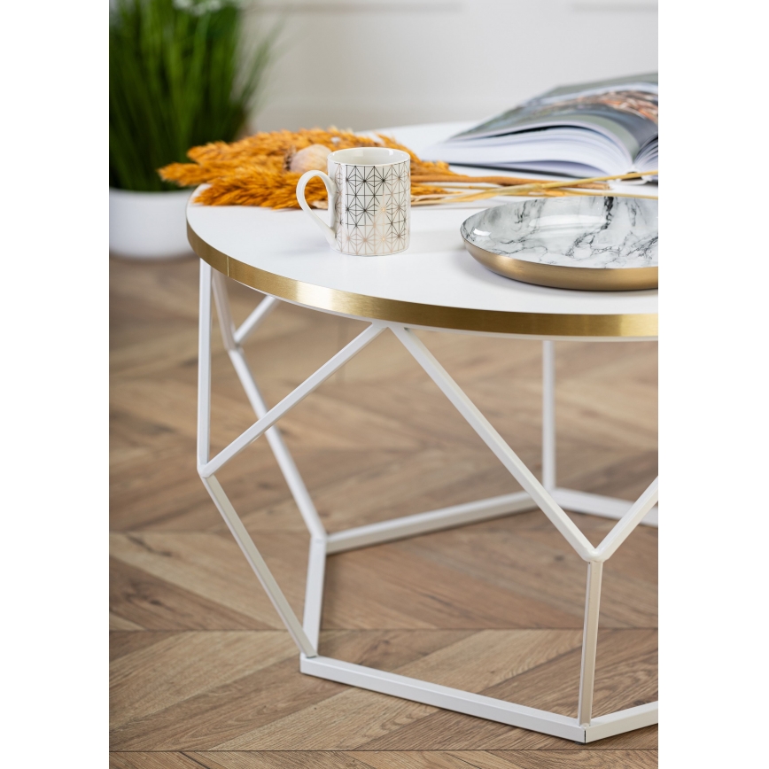 Sofabord DIAMOND 40x70 cm guldfarvet/hvid